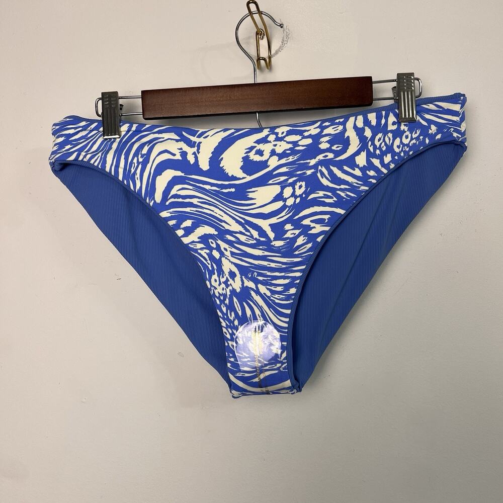 Maaji Reversible Bikini Bottom Womens Size 3 XLarge Blue White Print Solid NWOT